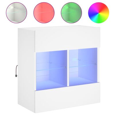vidaXL TV-Wandschrank mit LED-Leuchten Weiß 58,5x30x60,5 cm