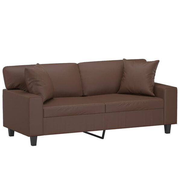 vidaXL 2-Sitzer-Sofa mit Kissen Braun 140 cm Kunstleder