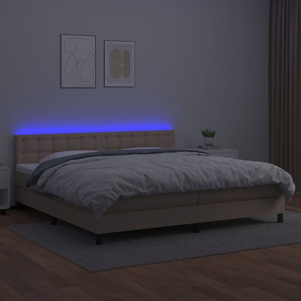 vidaXL Boxspringbett mit Matratze & LED Cappuccino-Braun 200x200cm