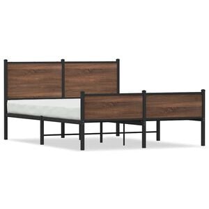 vidaXL Metallbett ohne Matratze Braun Eichen-Optik 150x200 cm