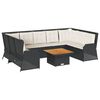 vidaXL 7-tlg. Garten-Lounge-Set mit Kissen Schwarz Poly Rattan