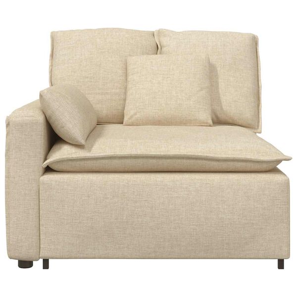 vidaXL Modulares Sofa Endmodul mit Armlehne Kissen Creme 100 cm