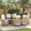vidaXL Garten Essgruppe mit Kissen 7 pcs Beige Poly-Rattan