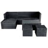 vidaXL 4-tlg. Garten-Lounge-Set mit Auflagen Poly Rattan Schwarz