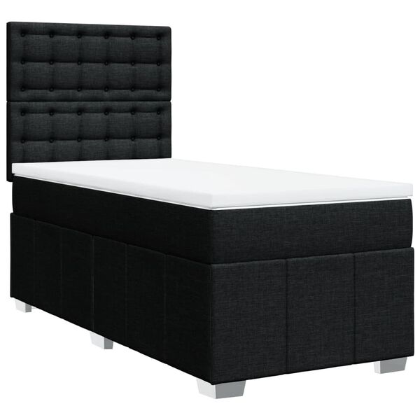 vidaXL Boxspringbett mit Matratze Schwarz 100x200 cm Stoff