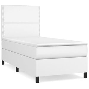 vidaXL Boxspringbett mit Matratze Wei&szlig; 100x200 cm Kunstleder