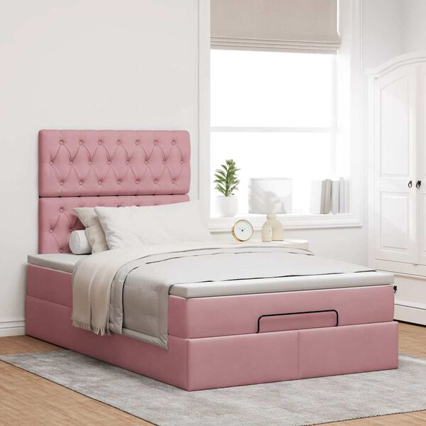 vidaXL Ottoman-Bett mit Matratzen & LEDs Rosa 120x190 cm Samt