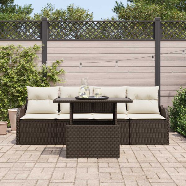 vidaXL Garten-Sofa-Set 5 pcs Braun 100 x 55 x 73 cm Poly Rattan