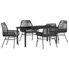 vidaXL Garten Essgruppe mit Kissen 5 pcs Schwarz Poly-Rattan