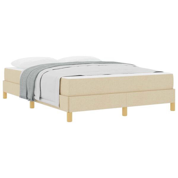 vidaXL Boxspringbett mit Matratze Creme 140 x 200 cm Stoff