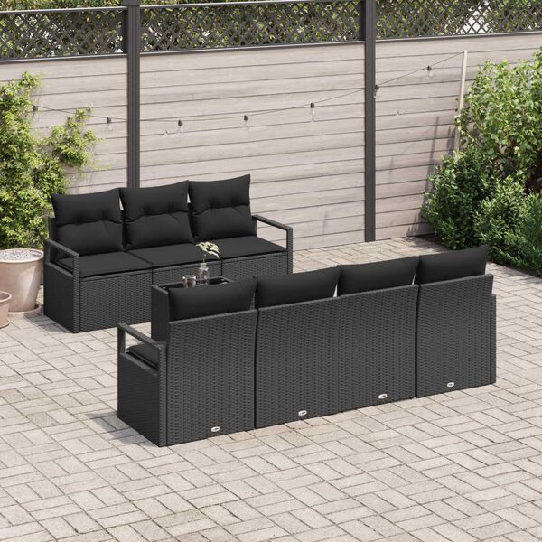 vidaXL Sofa Set 8 pcs Schwarz Poly-Rattan