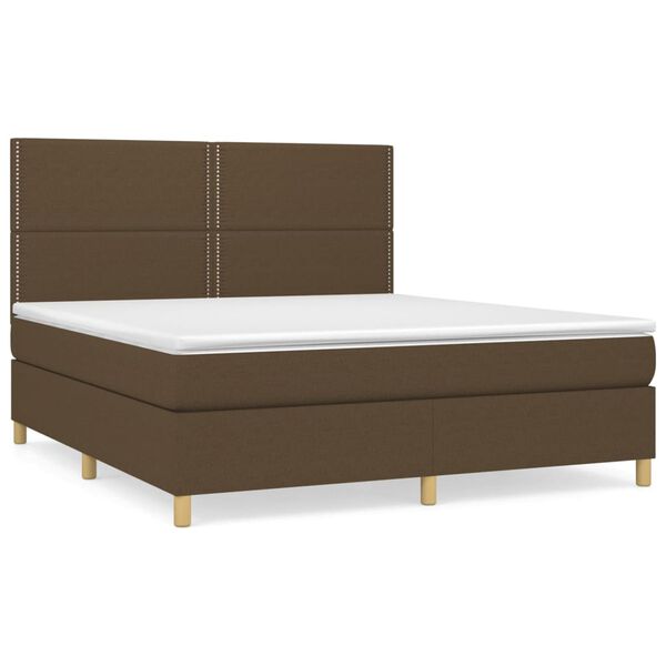 vidaXL Boxspringbett mit Matratze Dunkelbraun 160x200 cm Stoff