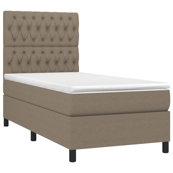 vidaXL Boxspringbett mit Matratze Taupe 90x200 cm Stoff