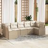 vidaXL Gartensofa-set mit Kissen 7 pcs Beige Poly Rattan