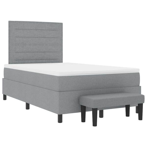 vidaXL Boxspringbett mit Matratze Hellgrau 120 x 190 cm Stoff