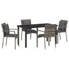 vidaXL Garten Essgruppe mit Kissen 5 pcs Grau Poly-Rattan