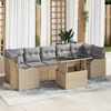 vidaXL Garten-Sofa-Set mit Kissen mit Speicher 8 pcs Beige Poly Rattan