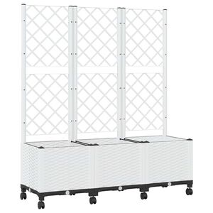 vidaXL Pflanzk&uuml;bel mit Spalier und R&auml;dern Wei&szlig; 120 x 40 x 146 cm PP