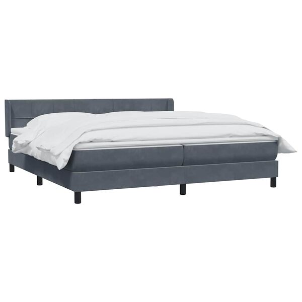 vidaXL Boxspringbett mit Matratze Dunkelgrau 180x220 cm Samt