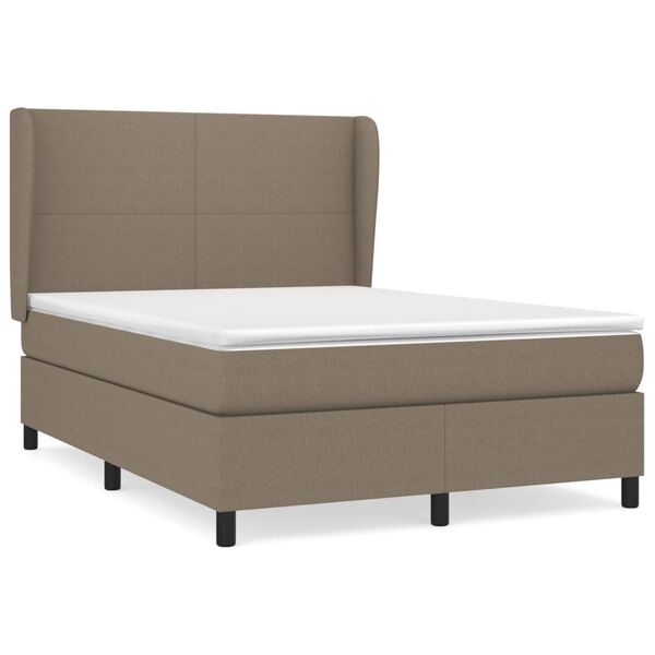 vidaXL Boxspringbett mit Matratze Taupe 140x190 cm Stoff