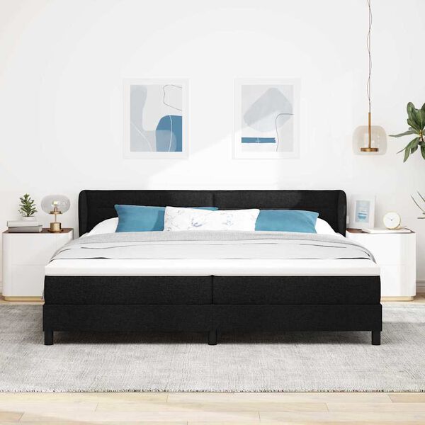 vidaXL Boxspringbett mit Matratze Schwarz 200 x 200 cm Stoff
