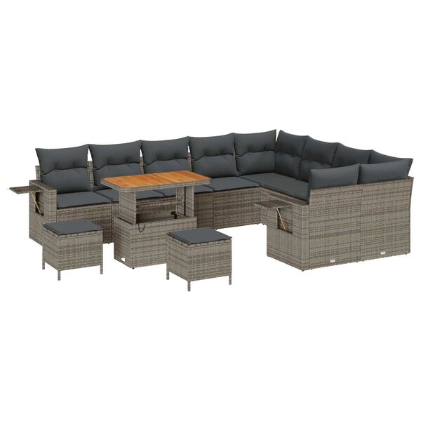vidaXL Gartensofa-set 12 pcs Grau Poly-Rattan