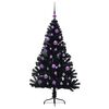vidaXL K&uuml;nstlicher vorbeleuchteter Weihnachtsbaum Schwarz 150 cm PVC