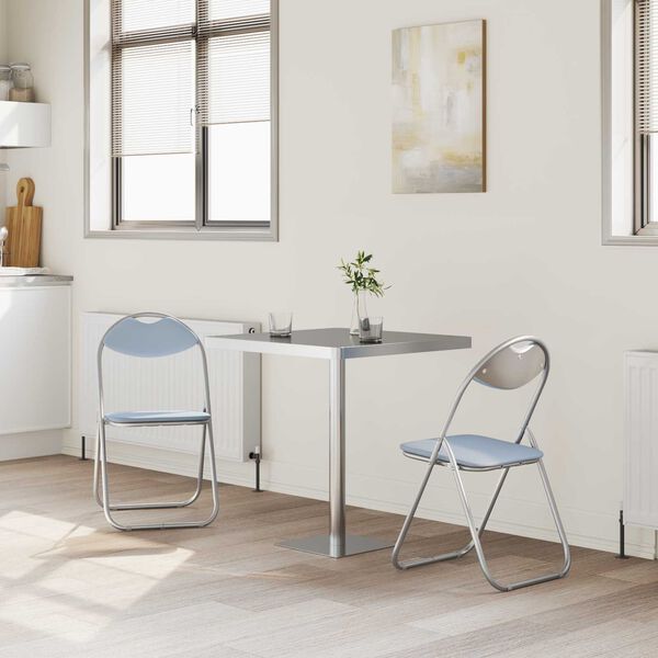 vidaXL Klappstuhl 2 pcs Grau 48 x 43,5 x 81 cm Kunstleder