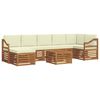 vidaXL Ecksofa Set mit Kissen 8 pcs Natur und Creme Massivholz Akazie