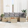 vidaXL Garten-Sofa-Set mit Kissen mit Speicher 7 pcs Beige Poly Rattan