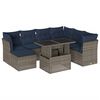 vidaXL 8-teiliges Gartensofa-Set mit Kissen, grau, Polyrattan