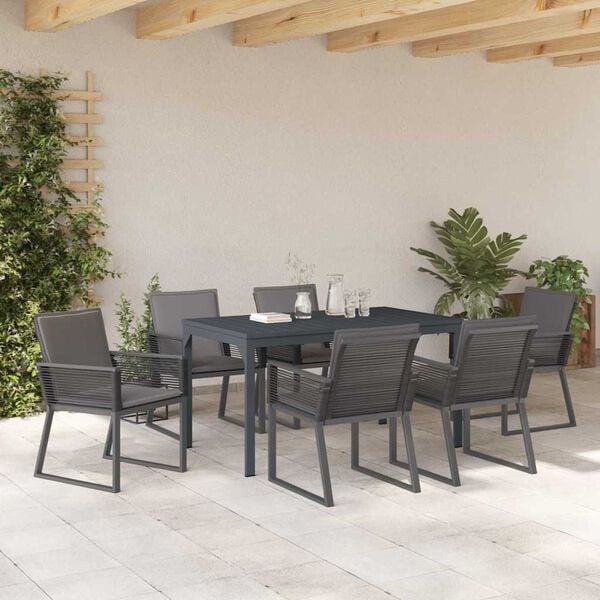 vidaXL Garten Essgruppe 7 pcs Anthrazit Poly-Rattan
