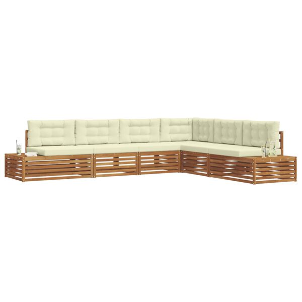 vidaXL Outdoor-Sofagarnitur mit Kissen 6 St&uuml;ck Natur und Creme