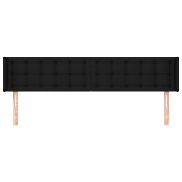 vidaXL Kopfteil mit Ohren Schwarz 163x16x78/88 cm Stoff