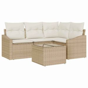 vidaXL Sofa Set mit Kissen 5 pcs Beige Poly Rattan
