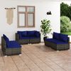 vidaXL 6-tlg. Garten-Lounge-Set mit Kissen Poly Rattan Grau