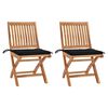 vidaXL Gartenst&uuml;hle 2 Stk. mit Schwarzen Kissen Teak Massivholz