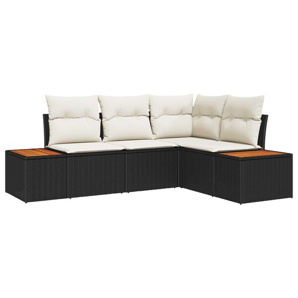 vidaXL Gartensofa-set mit Kissen 5 pcs Schwarz Poly Rattan