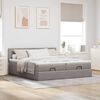 vidaXL Ottoman-Bett mit Matratzen Taupe 200x200 cm Stoff