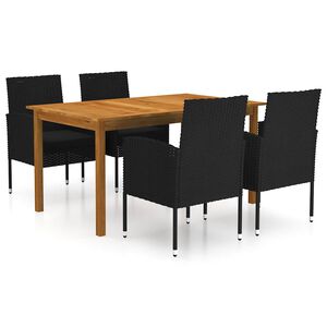 vidaXL 5-tlg. Garten-Essgruppe Schwarz
