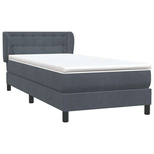vidaXL Boxspringbett mit Matratze Dunkelgrau 80x210 cm Samt