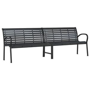 vidaXL Doppel-Gartenbank Schwarz 231 cm Stahl und WPC