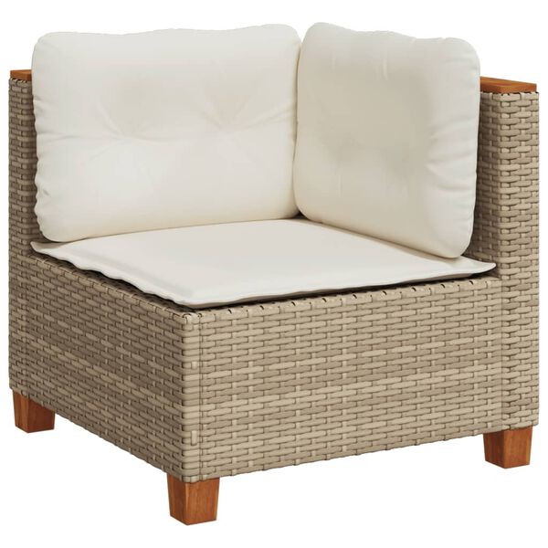 vidaXL 4-tlg. Garten-Sofagarnitur mit Kissen Beige Poly Rattan