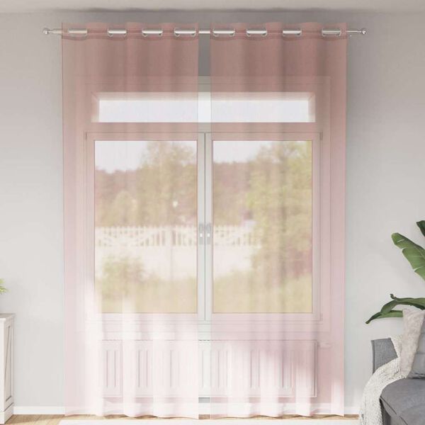 vidaXL Voile Vorhänge mit Ösen 2 Stk. Hellrosa 140x260 cm