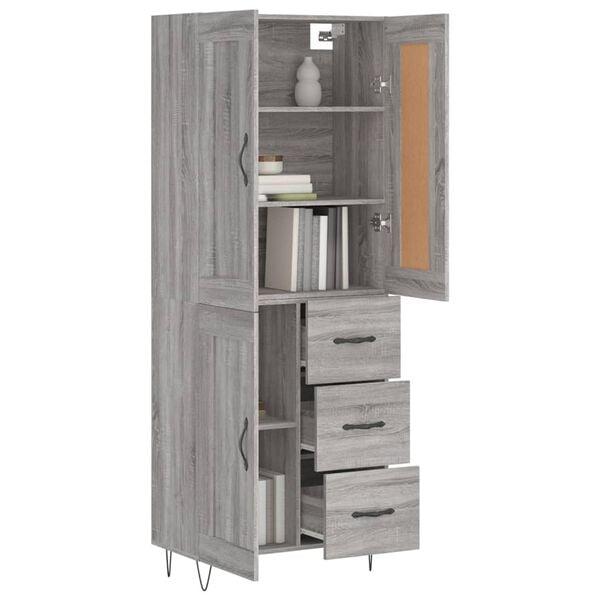 vidaXL Highboard Grau Sonoma 69,5x34x180 cm Holzwerkstoff