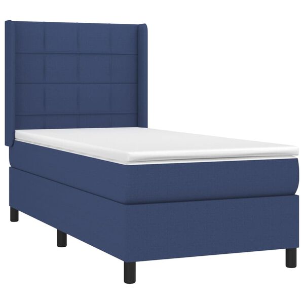 vidaXL Boxspringbett mit Matratze & LED Blau 90x190 cm Stoff