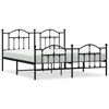 vidaXL Metallbett ohne Matratze mit Fu&szlig;teil Schwarz 160x200 cm