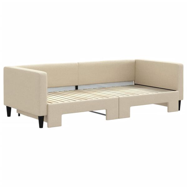 vidaXL Tagesbett Ausziehbar Creme 90x200 cm Stoff