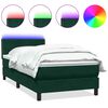 vidaXL Boxspringbett mit Matratze & LED Dunkelgr&uuml;n 80x220 cm Samt