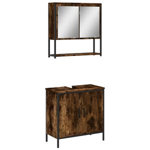 vidaXL 2-tlg. Badm&ouml;bel-Set R&auml;uchereiche Holzwerkstoff
